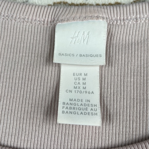 H&M Pale Pink Ribbed Wide Neck Top Size M - Picture 3 of 4